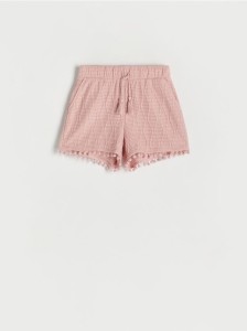 Szorty z wiązaniem - brudny róż