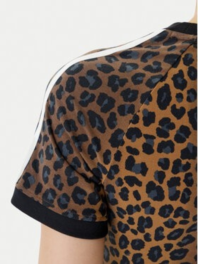 adidas T-Shirt Leopard Cali JW7304 Brązowy Slim Fit