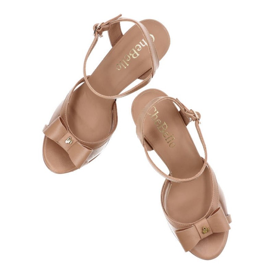 Beżowe Sandały Chebello Eleganckie Buty Ze Skóry