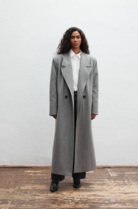 Wełniany trencz w kolorze DARK GREY - TESORO