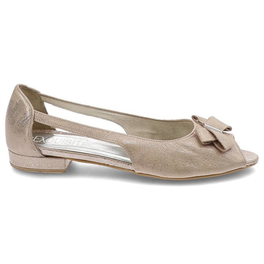 Baleriny damskie Exquisite, eleganckie ze skóry naturalnej, różowe, 927