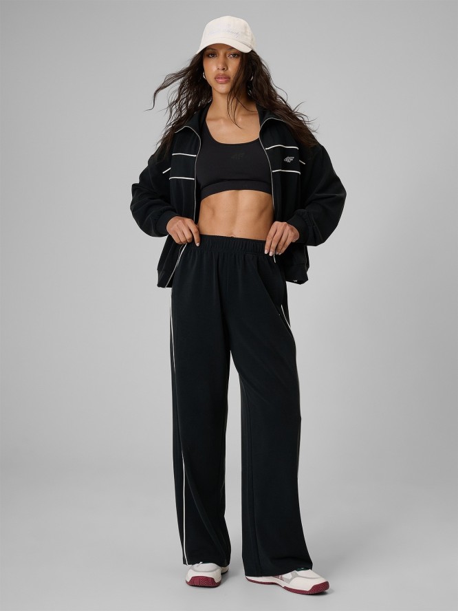 4F Bluza dresowa loose bez kaptura damska - czarna XS