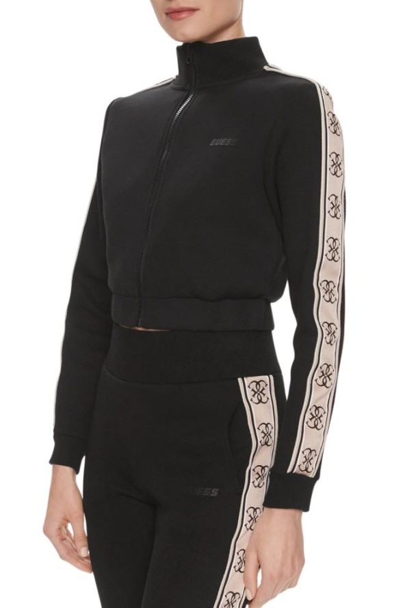 GUESS Czarna rozpinana bluza damska z lampasami New Britney, Rozmiar XL