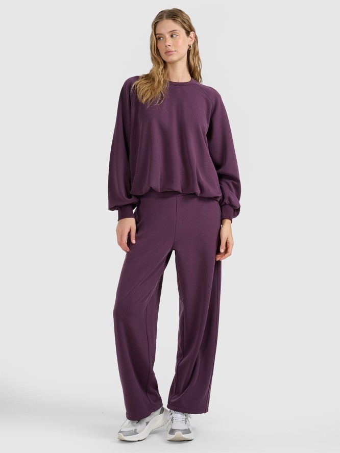 4F Bluza dresowa nierozpinana z modalem damska - fioletowa L