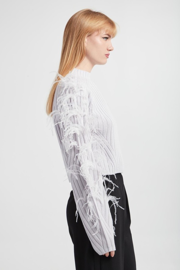 Sweter damski z piórami PATRIZIA PEPE