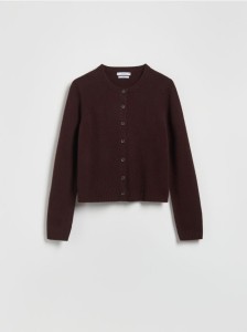 Wełniany kardigan - ciemnobrązowy