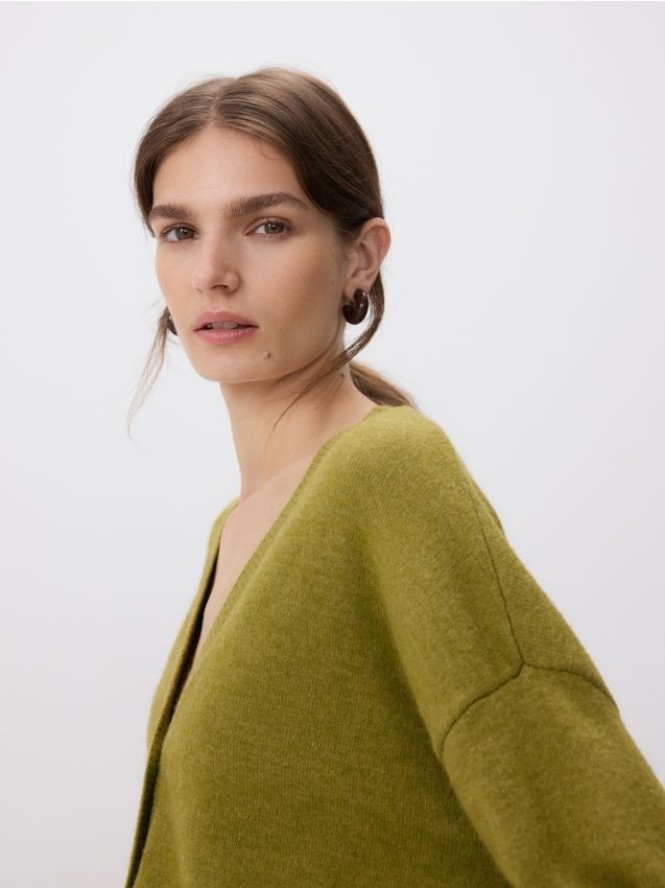 Rozpinany kardigan - oliwkowy
