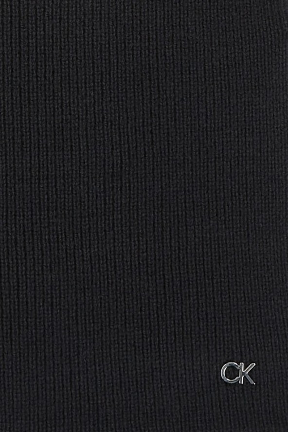 CALVIN KLEIN Czarny damski wełniany szalik z domieszką kaszmiru