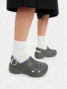 Crocs Klapki Classic Platform Buckle Clog 213230 Szary