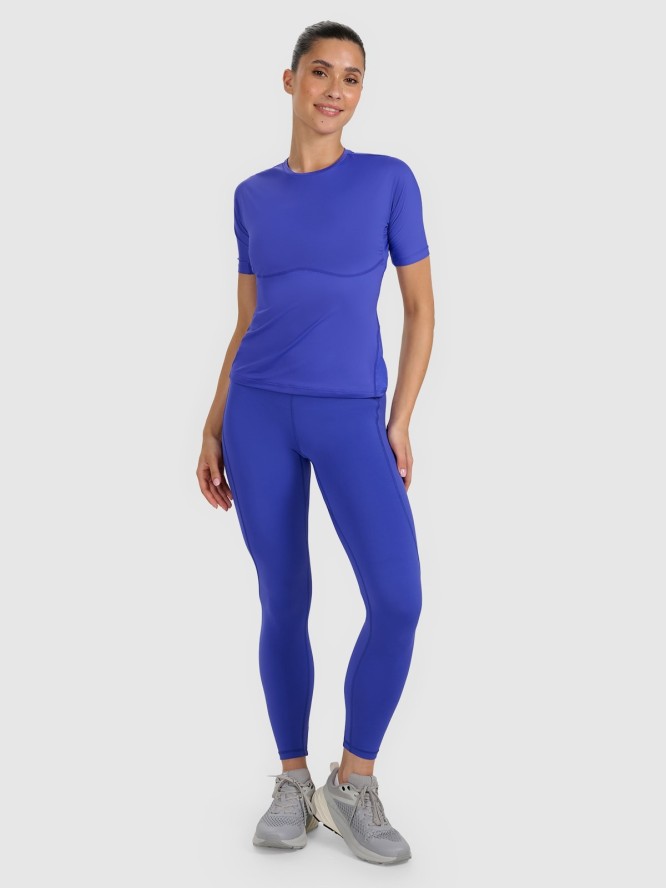 4F Koszulka treningowa slim szybkoschnąca damska - niebieska S