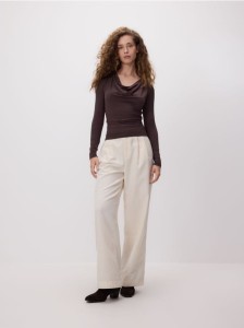 Bluzka z wiskozą - ciemnobrązowy
