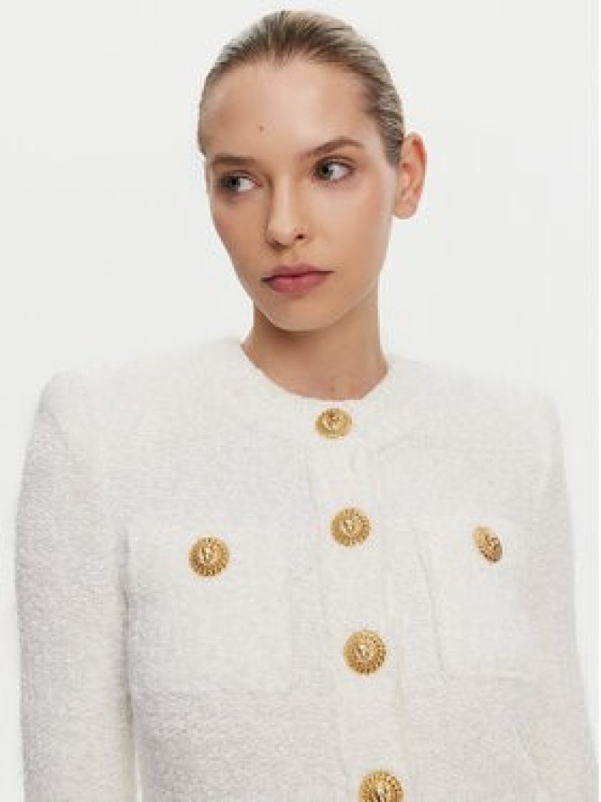 Balmain Kardigan DF1SK249KH10 Biały Regular Fit