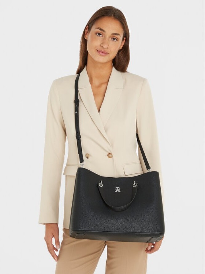 Tommy Hilfiger Torebka Th Emblem Satchel AW0AW15177 Czarny