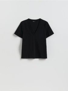 T-shirt z bawełny merceryzowanej - czarny