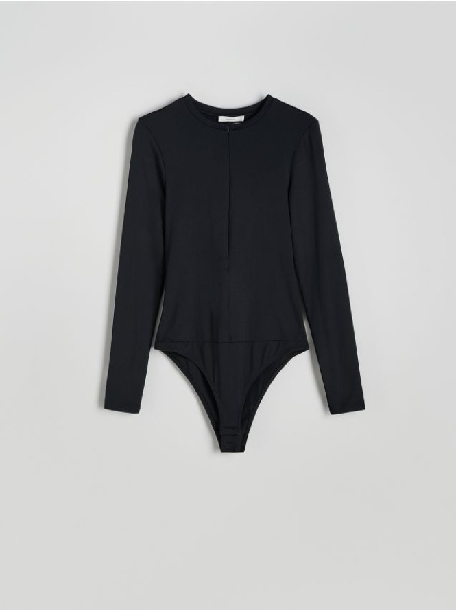 Body z długimi rękawami - czarny