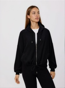 Rozpinana bluza z wiskozą - czarny