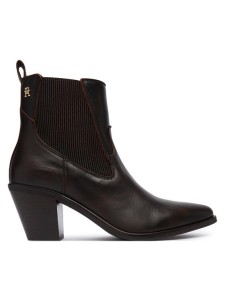 Tommy Hilfiger Botki Leather Western Chelsea Boot FW0FW09582 Brązowy