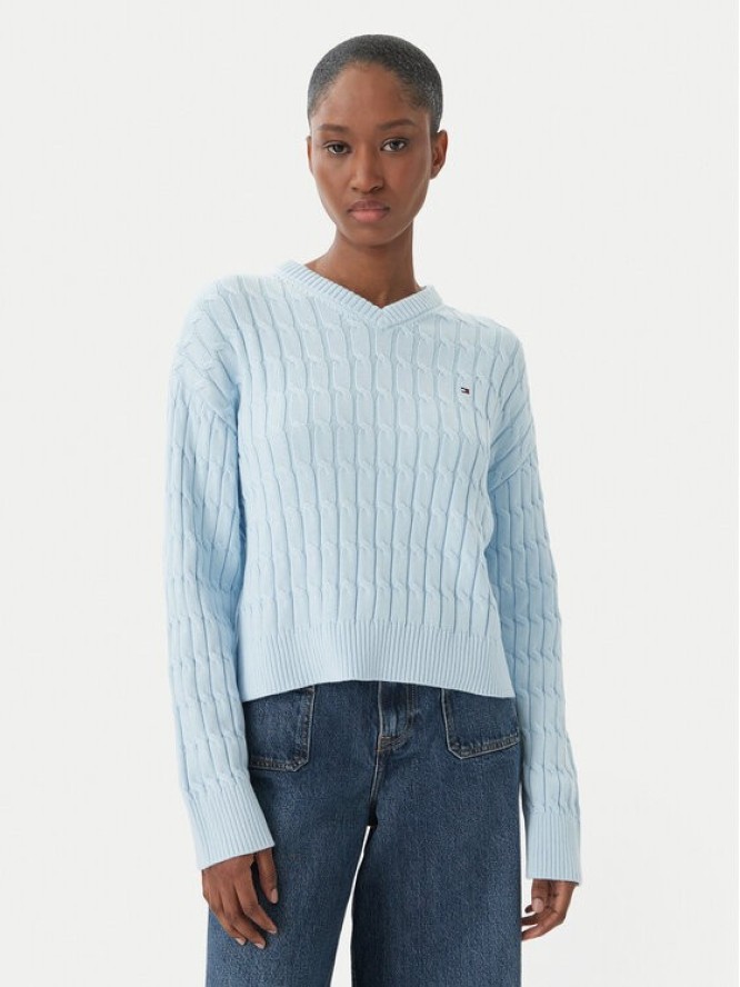 Tommy Hilfiger Sweter WW0WW48433 Niebieski jasny Regular Fit