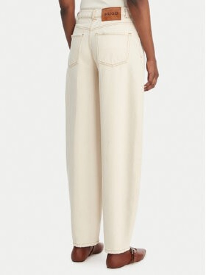 HUGO Jeansy Gimine_5 50561201 Écru Barrel Fit
