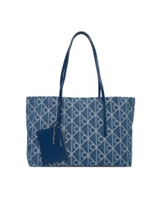 Calvin Klein Torebka Emblem Aop Denim Tote W/ Pouch LV04F3428G Niebieski