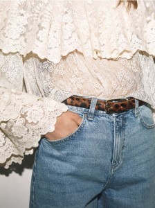 Skórzany pasek z włosiem - wielobarwny