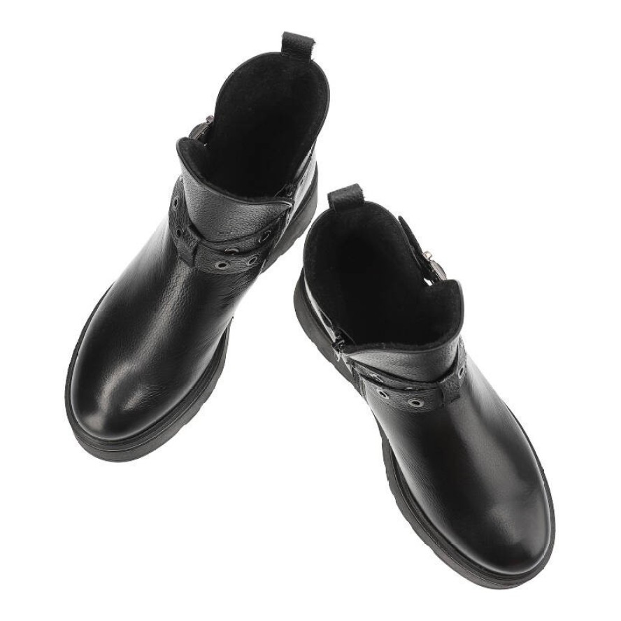 Czarne Botki Armodo Damskie Buty Ze Skóry Naturalnej