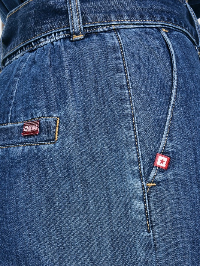 Jeansy damskie wide z paskiem granatowe Julii 398