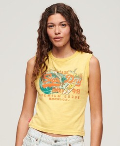 Koszulka bez rękawów Slim LA Vintage Logo Graphic od SUPERDRY