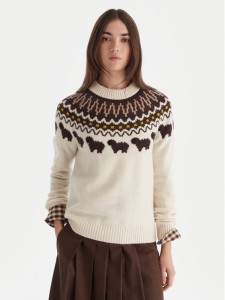 Hunter Sweter Ashie HARW0074251 Beżowy Regular Fit