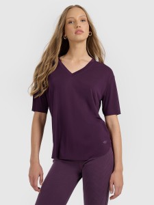 4F T-shirt oversize z modalem damski - fioletowy XL