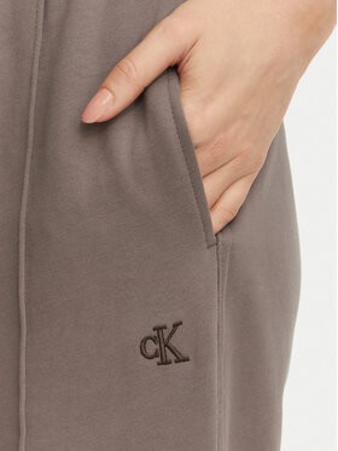 Calvin Klein Jeans Spodnie dresowe Monogram LV047H220G Beżowy ciemny Flare Fit