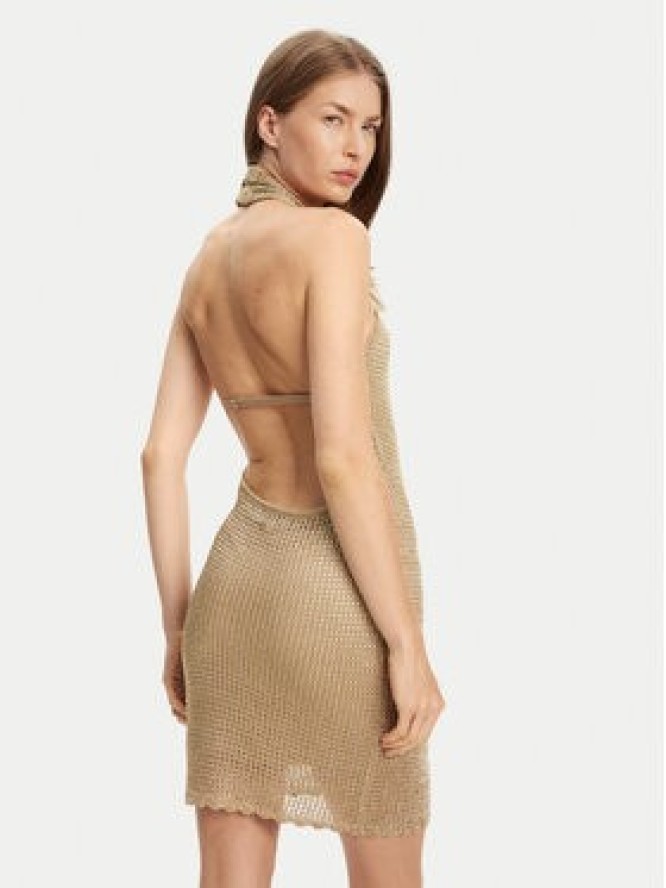 Guess Sukienka dzianinowa W5YK34 Z24F0 Złoty Slim Fit