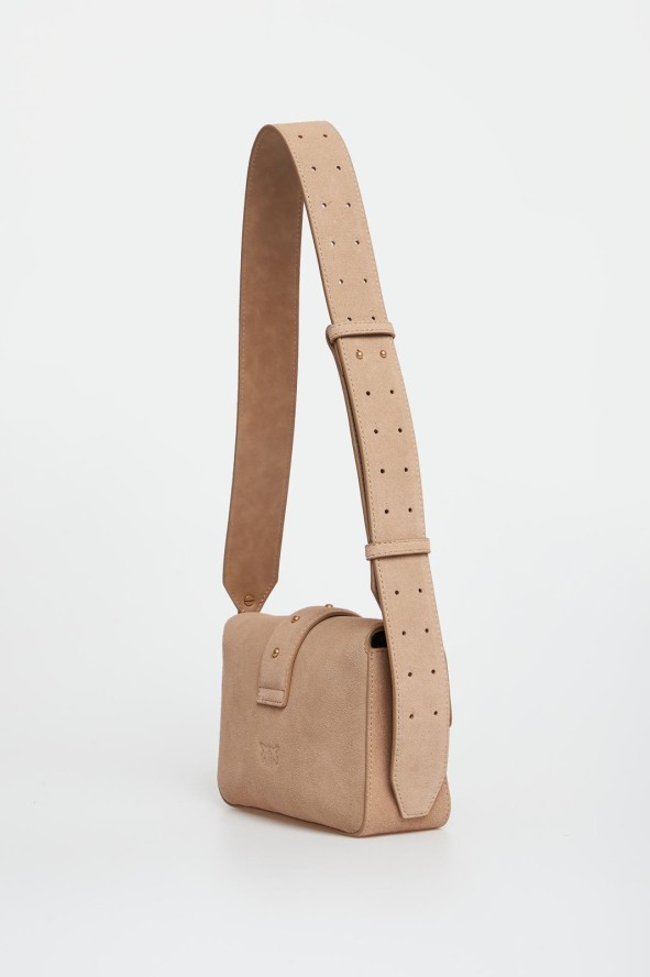 Torebka damska zamszowa skóra Mini Slouchy Fl Suede PINKO