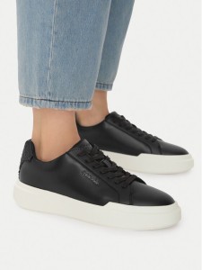 Calvin Klein Sneakersy Chunky Cupsole Laceup Lth Bt Aop YW0YW02036 Czarny