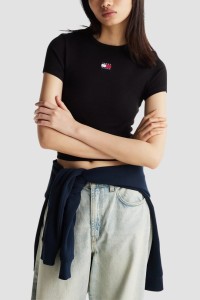 TOMMY JEANS Czarny damski t-shirt, Rozmiar M