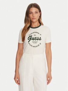 Guess T-Shirt V5BI03 J1314 Beżowy Slim Fit