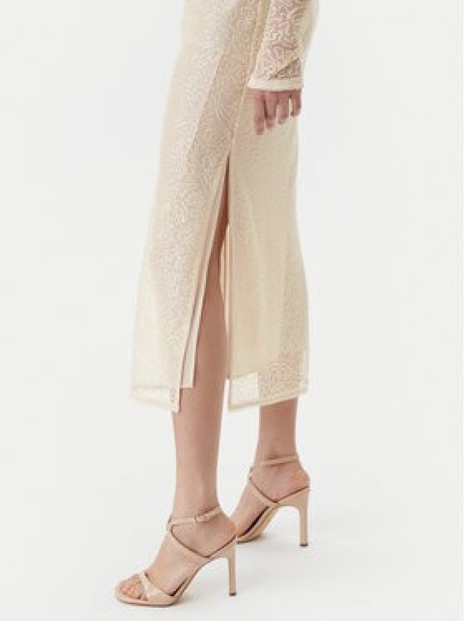 PINKO Sukienka koktajlowa 104709 A2EX Beżowy Regular Fit