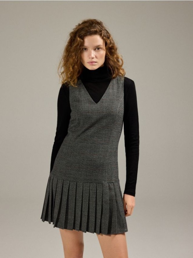 Sukienka z plisami - szary