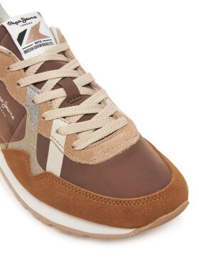 Pepe Jeans Sneakersy Brit Glitter W PLS400005 Brązowy
