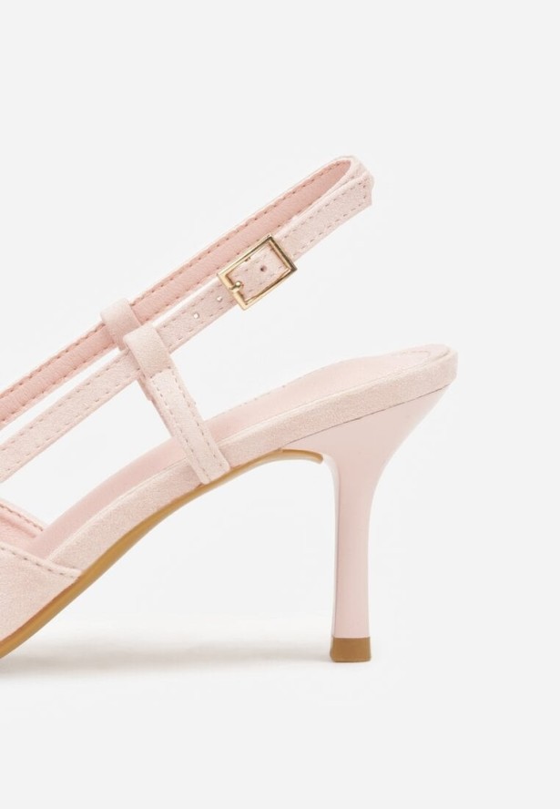 Różowe Sandały na Szpilce z Cyrkoniową Klamrą Elinvyra