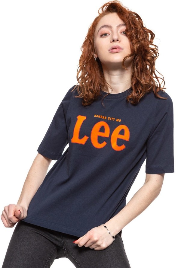 LEE T SHIRT DAMSKI TEE MIDNIGHT NAVY L43RAIMA 112109732