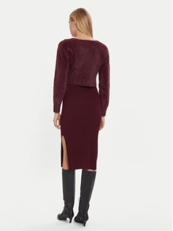 Morgan Sukienka dzianinowa 242-RMONA Bordowy Slim Fit