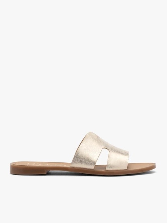 Platynowe klapki damskie z wycięciami