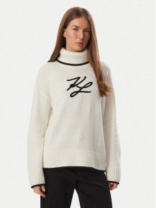 KARL LAGERFELD Golf B4W18033 Biały Regular Fit