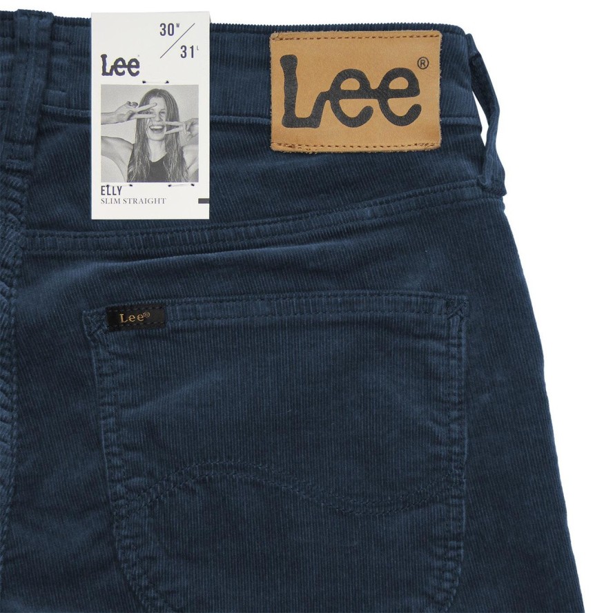 LEE DAMSKIE SPODNIE SZTRUKOSWE ELLY Bering Sea Blue L305LO61 112106099