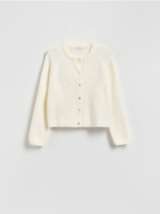 Kardigan z domieszką alpaki - kremowy