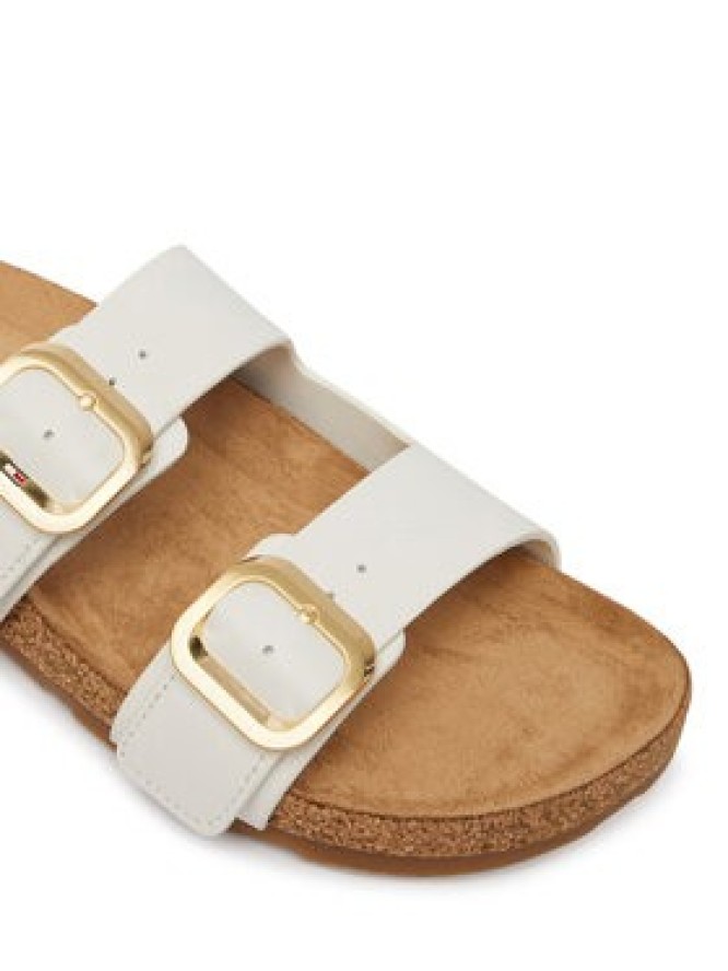 Tommy Hilfiger Klapki Double Strap Cork Sandals FW0FW09118 Biały