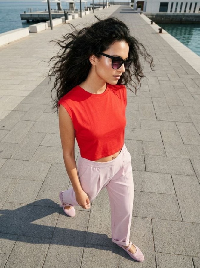 Bawełniana koszulka basic - czerwony