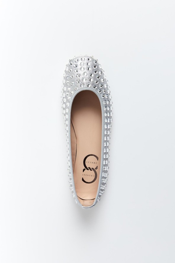 Baleriny skórzane z cyrkoniami CESARE CASADEI