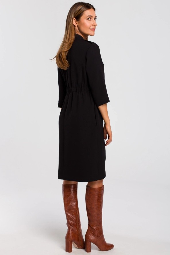 Sukienka marynarka elegancka żakietowa asymetryczna midi czarna